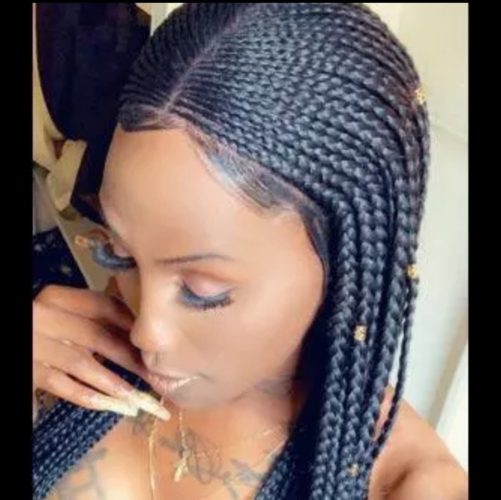 Black front lace braided wig